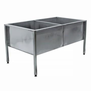 Ванна котломоечная двухсекционная 1550х900х800 сварная, труба